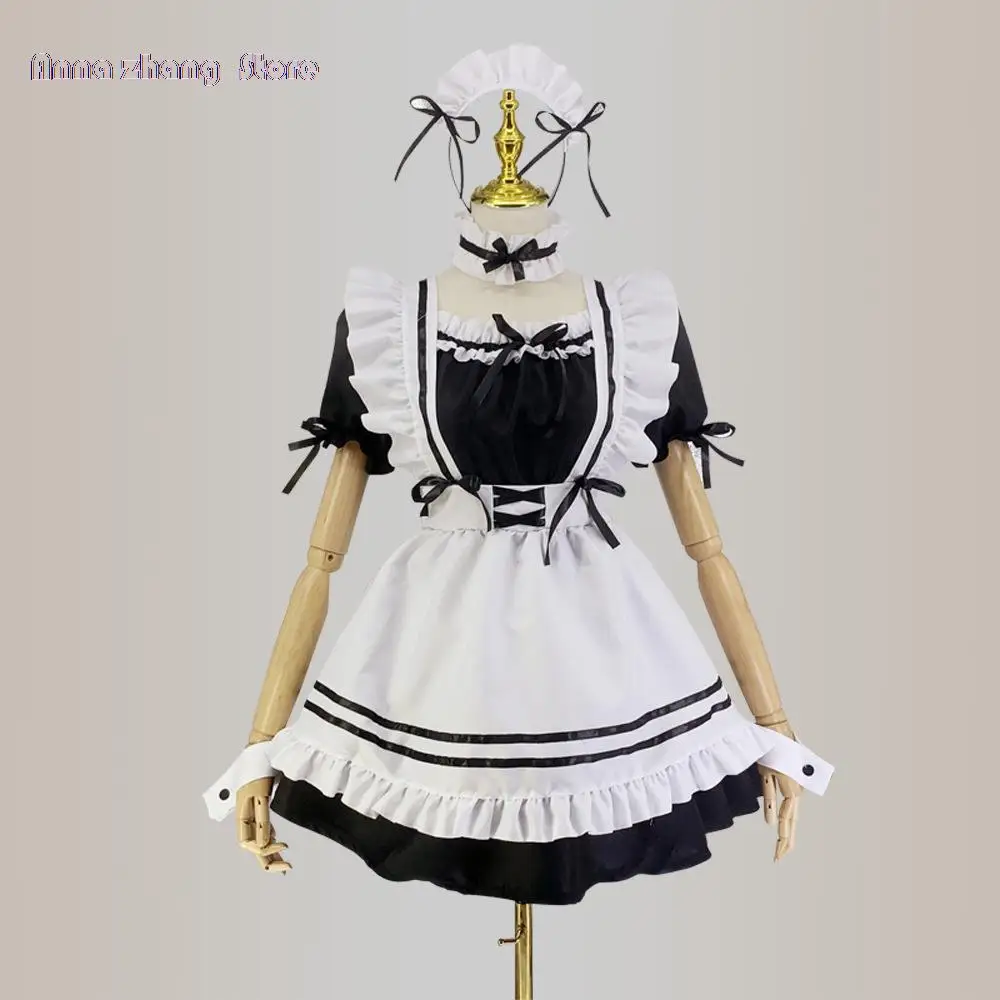 Japanese Maid Uniform Lovely Girl Student Lolita Dress Cosplay Costume Sweet Cute Cat Cafe Princess Harajuku Kawaii Lingerie