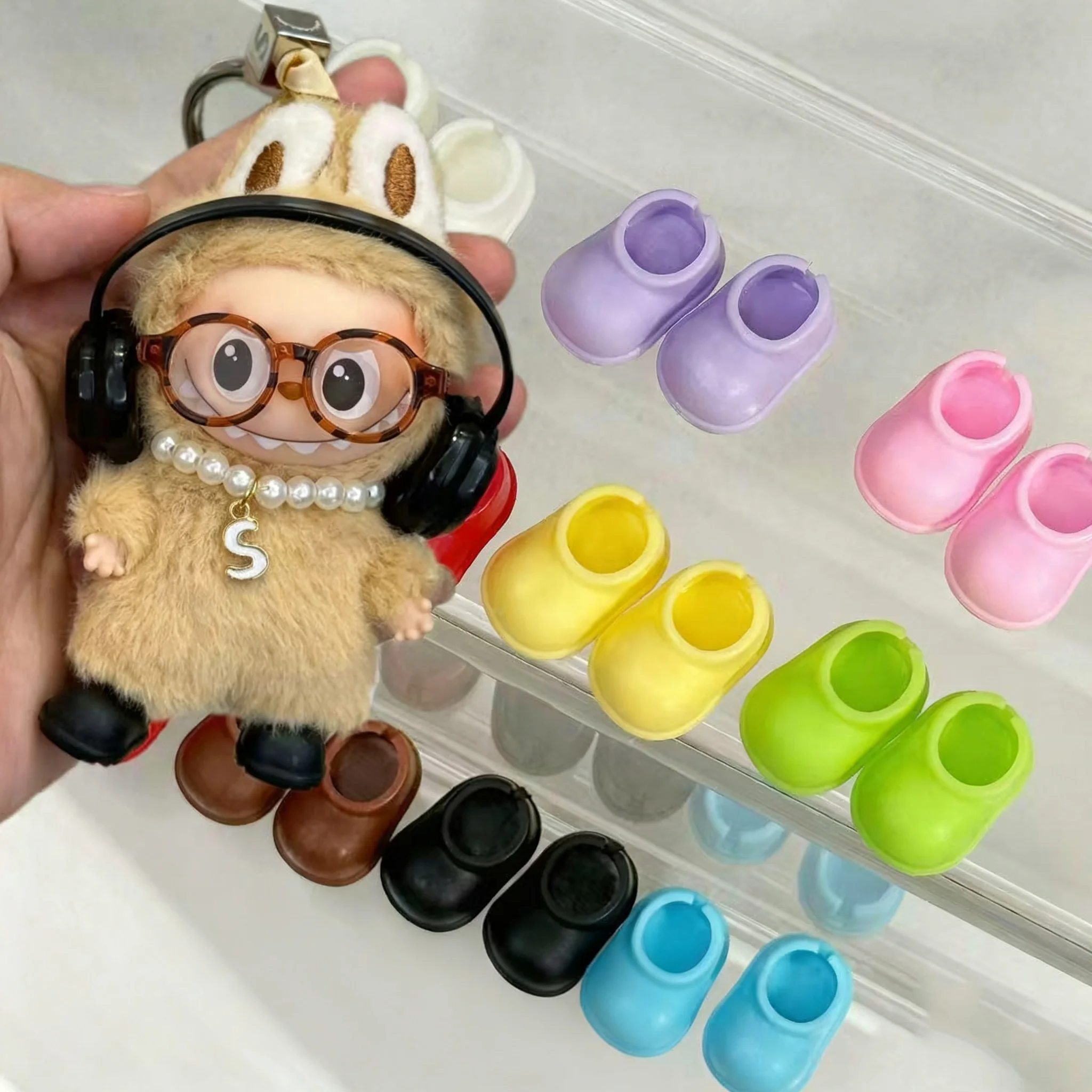 

Мини-аксессуары Labubu, очки, обувь для 10,5 см, Labubu V4, булавка для монстров для любви, кукольная одежда, аксессуары для одежды