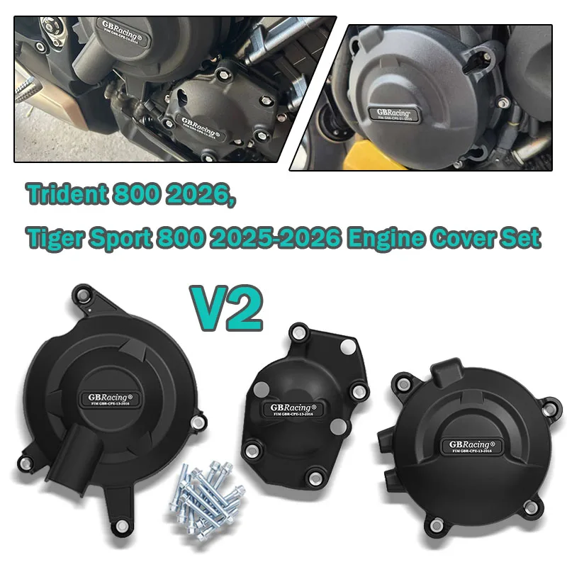 Image of V2 Trident800 Motorschutz Motorrad-Motorgehäuseschutz Tiger Sport 800 Street Triple 765 (S,R,RS,MOTO2 Edition)