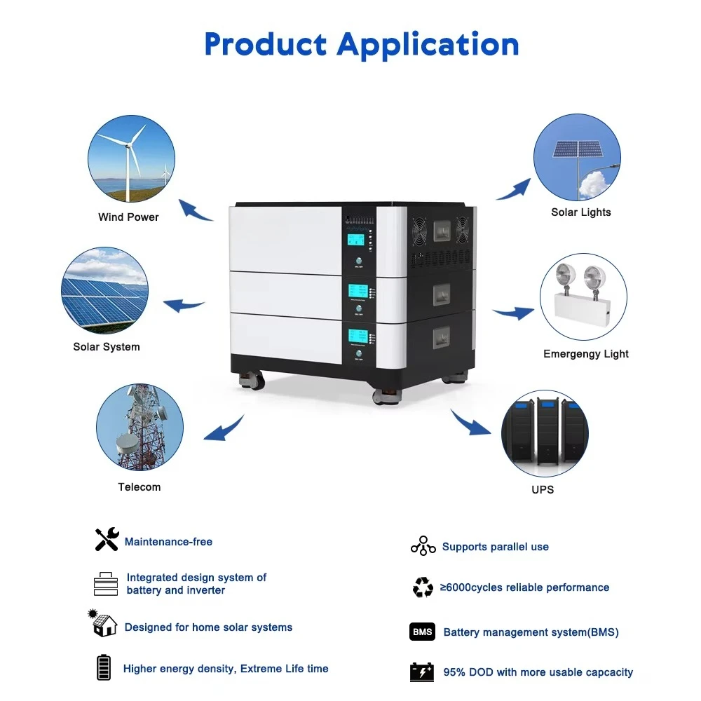 نظام تخزين الطاقة الكهروضوئية الهجين 10KWH إلى 50KWH بطارية ليثيوم أيون LiFePO4 مع عاكس للطاقة الشمسية 10KW 12KW الكل في بطارية منزلية واحدة