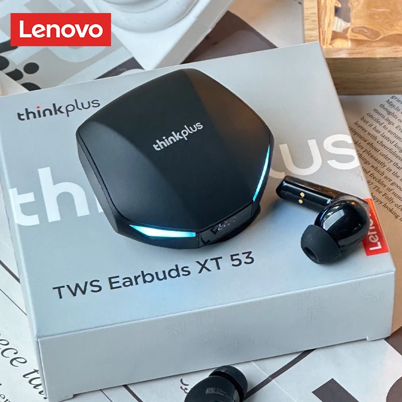 Choice Lenovo XT53 Upgrade Bluetooth 5.4 Earphone Low Latency Wireless Gaming Earbuds LED Display Waterproof Headphones with Mic