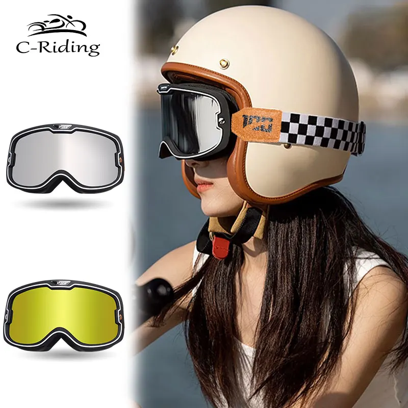 Gafas de moto para hombre y mujer, lentes Vintage para casco de motorista, para exteriores