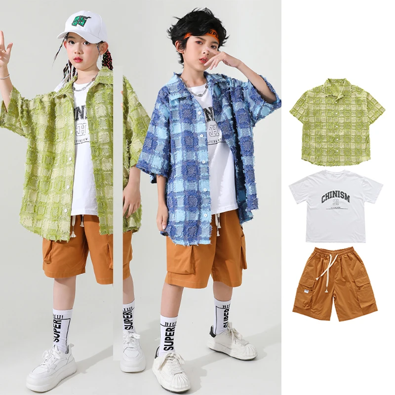 

Children Jazz Dance Outfit Summer Casual Hip Hop Dance Clothes Boys Girls Street Dance Costume Cheerleading Clothes YS4831