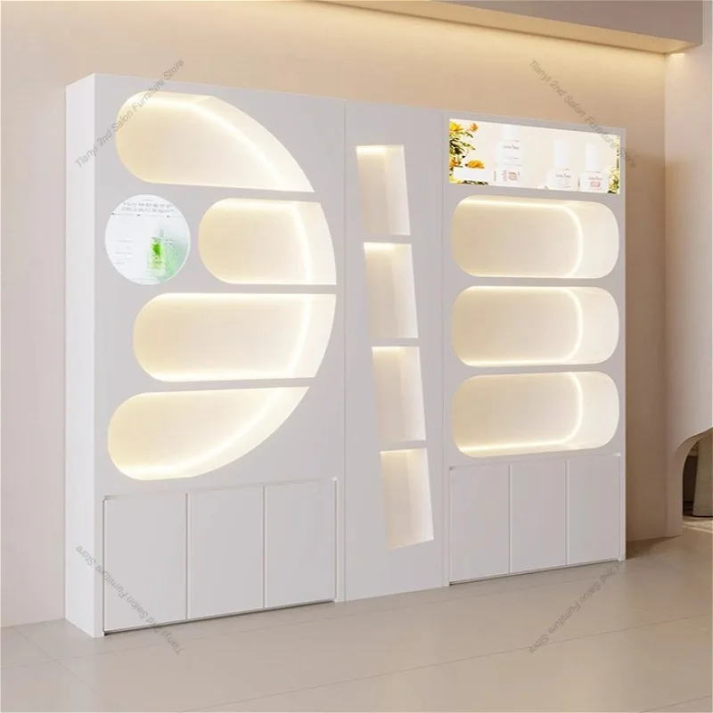 

Скандинавский кремовый стиль, витрина для косметики, современный салон красоты, средства по уходу за кожей, полка, стеллаж для хранения предметов, мебель FYMC