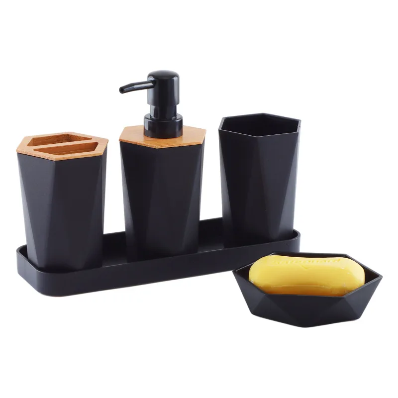 5 Piece Set Of Bathroom Set Plastic Bathroom Items Toothbrush Holder Soap Box Bathroom Storage And Toiletry Set