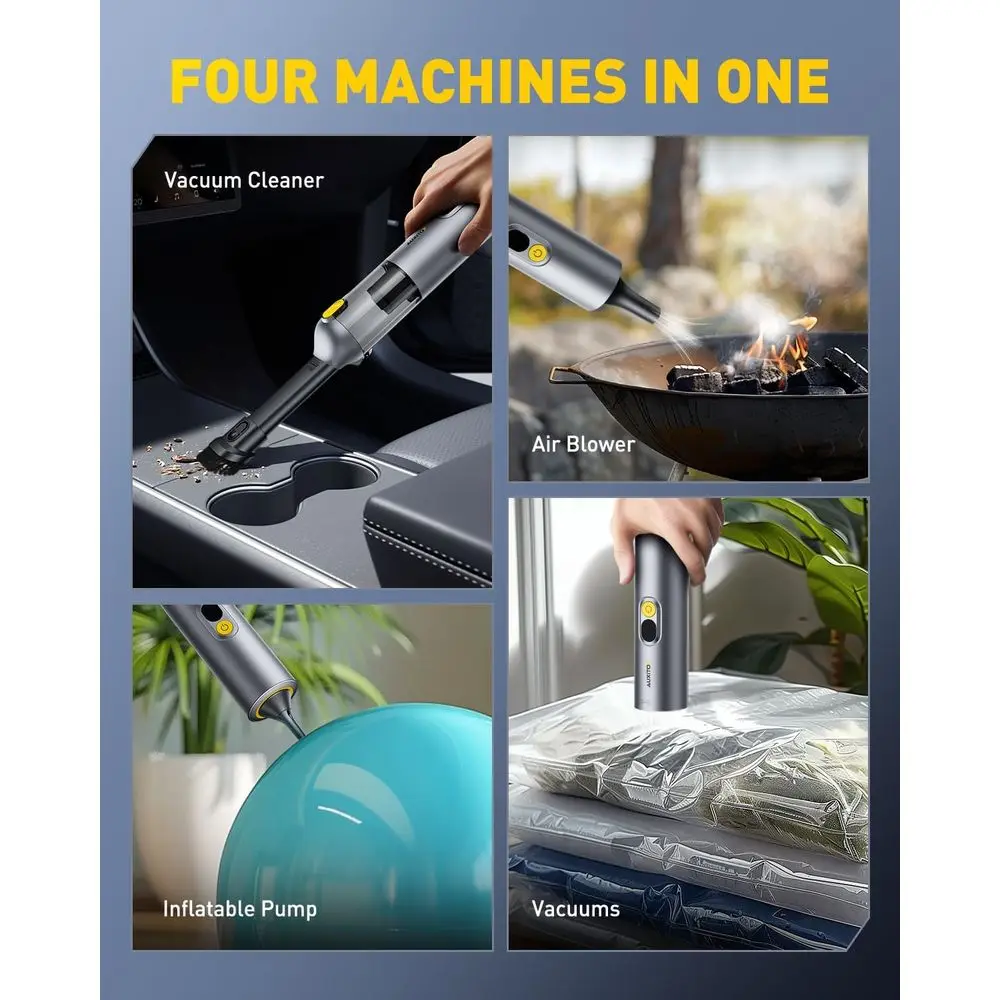 14000Pa Portable Handheld Vacuum for Car, Home, Pet, and Office - Silver