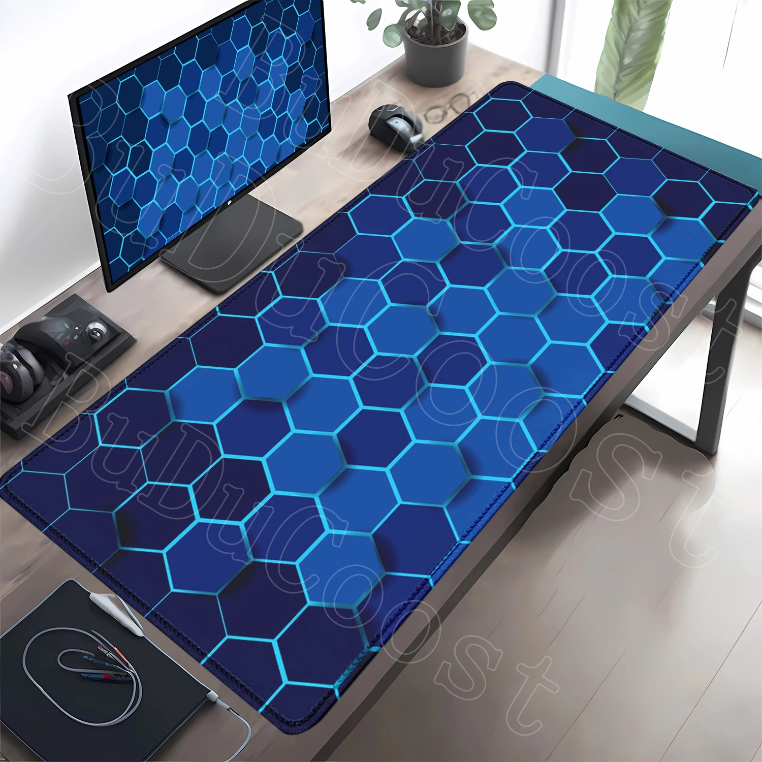 Mouse Pad Gamer Anti-slip Rubber Keyboard Mat 40x90cm Hexagons E-sport Office Carpet Large Computer Desktop Decorate Accessories