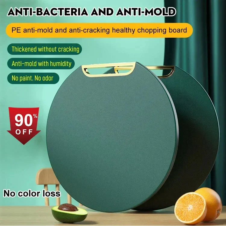 Double-sided PE Chopping Board Anti-mildew Non-slip Round Rotatable Green Sticky Board Pad Stand-able Kitchen Cutting Board