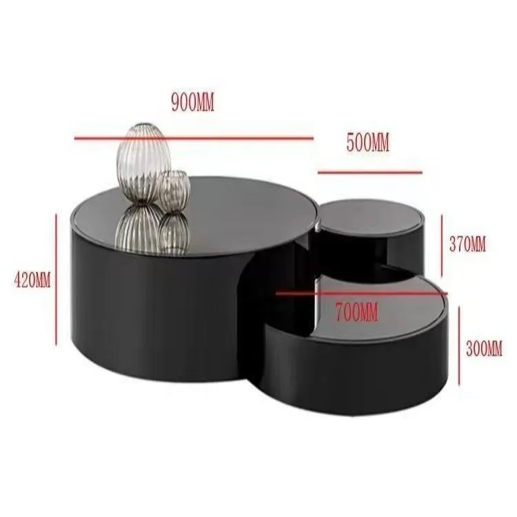 Premium black glass top coffee table, metal base stylish design, modern elegance