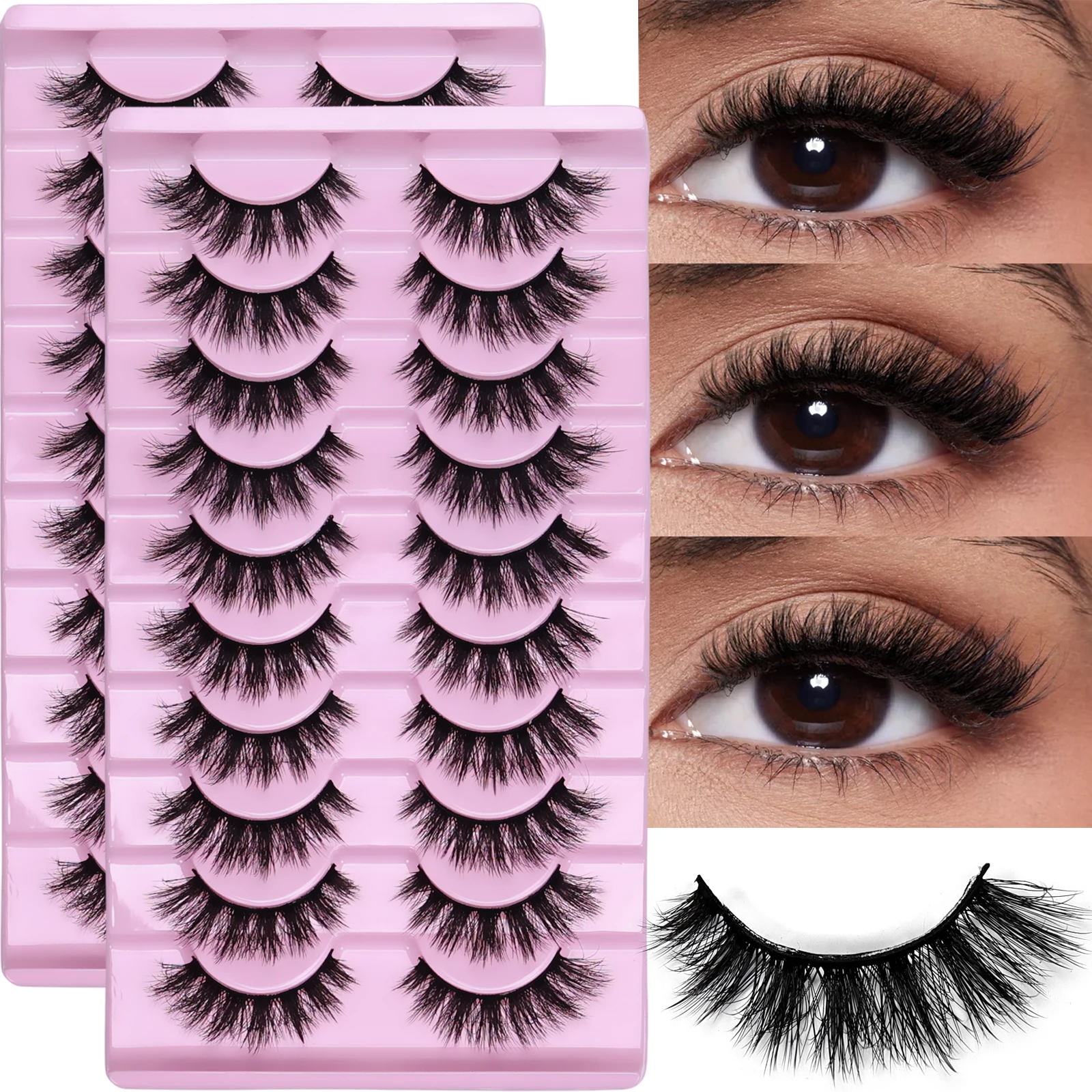 20 Paar/2 Stück 3D-flauschige falsche Wimpern für dramatische falsche Wimpern, unordentliche falsche Wimpern, flauschige dicke Wimpern