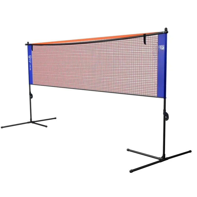 

Badminton net stands with family entertainment