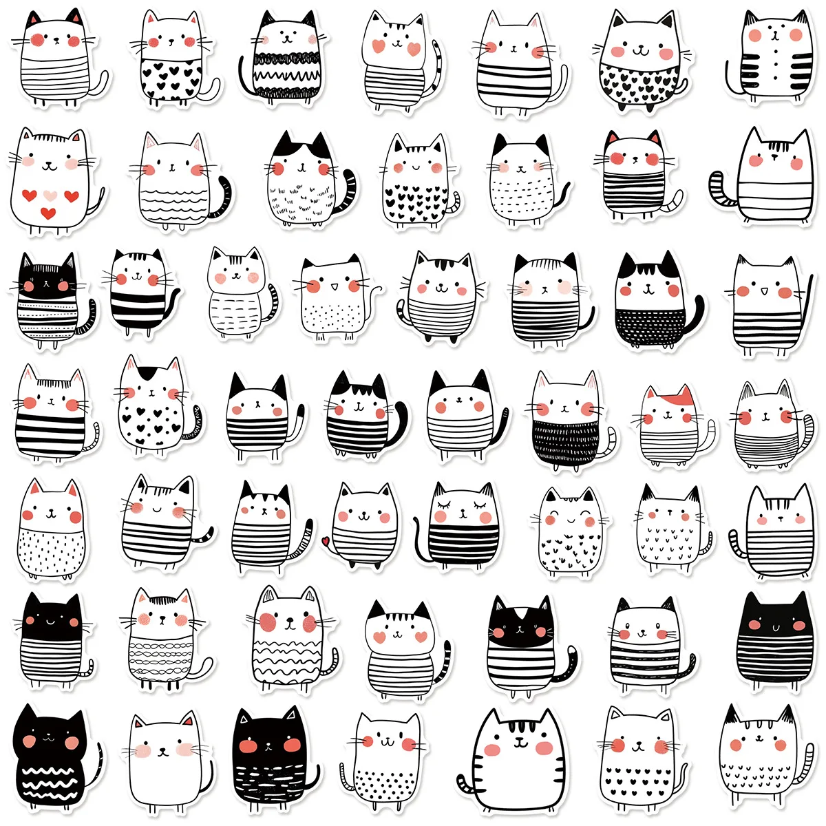 50/100PCS Cartoon Cute Cat Graffiti Stickers Fresh and Simple Mobile Phone Luggage Decoration Waterproof Stickers