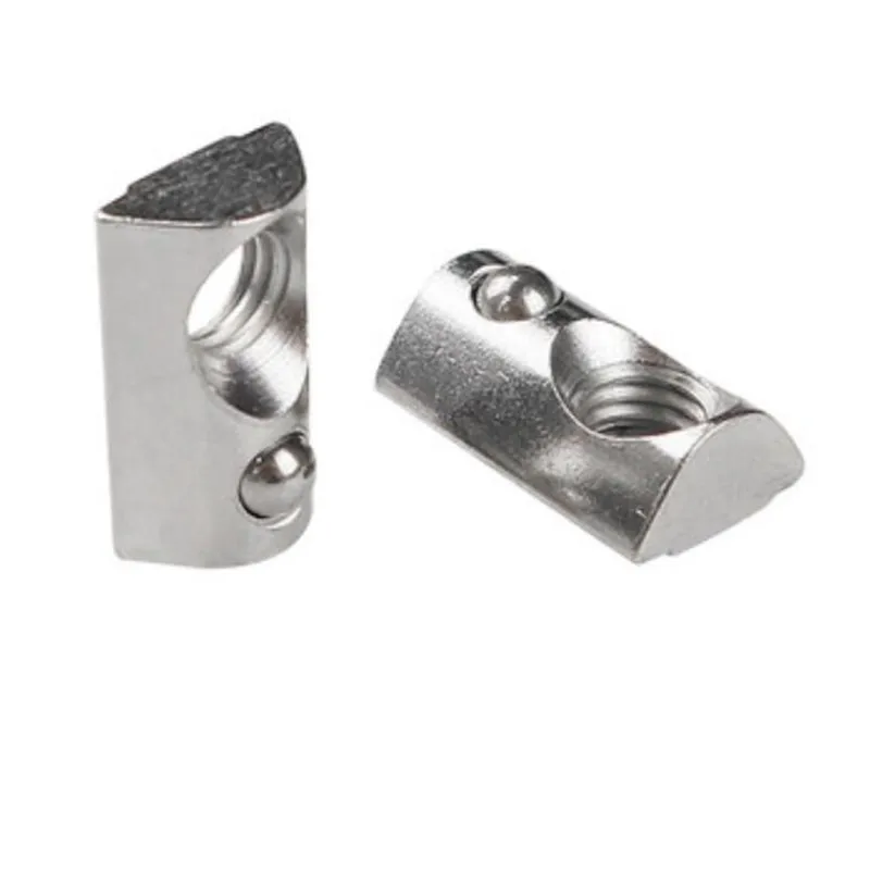 100/50 stücke M3 M4 M5 M6 Rolle in Frühling T-mutter mit Ball für Aluminium Extrusion 2020 serie aluminium profil nut 6