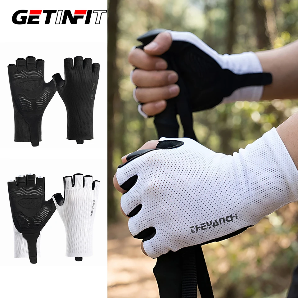 GETINFIT 1 paire de gants demi-doigts pour sports de plein air, gants d'été antidérapants résistants à l'usure pour le cyclisme, la randonnée, la pêche, pour hommes et femmes