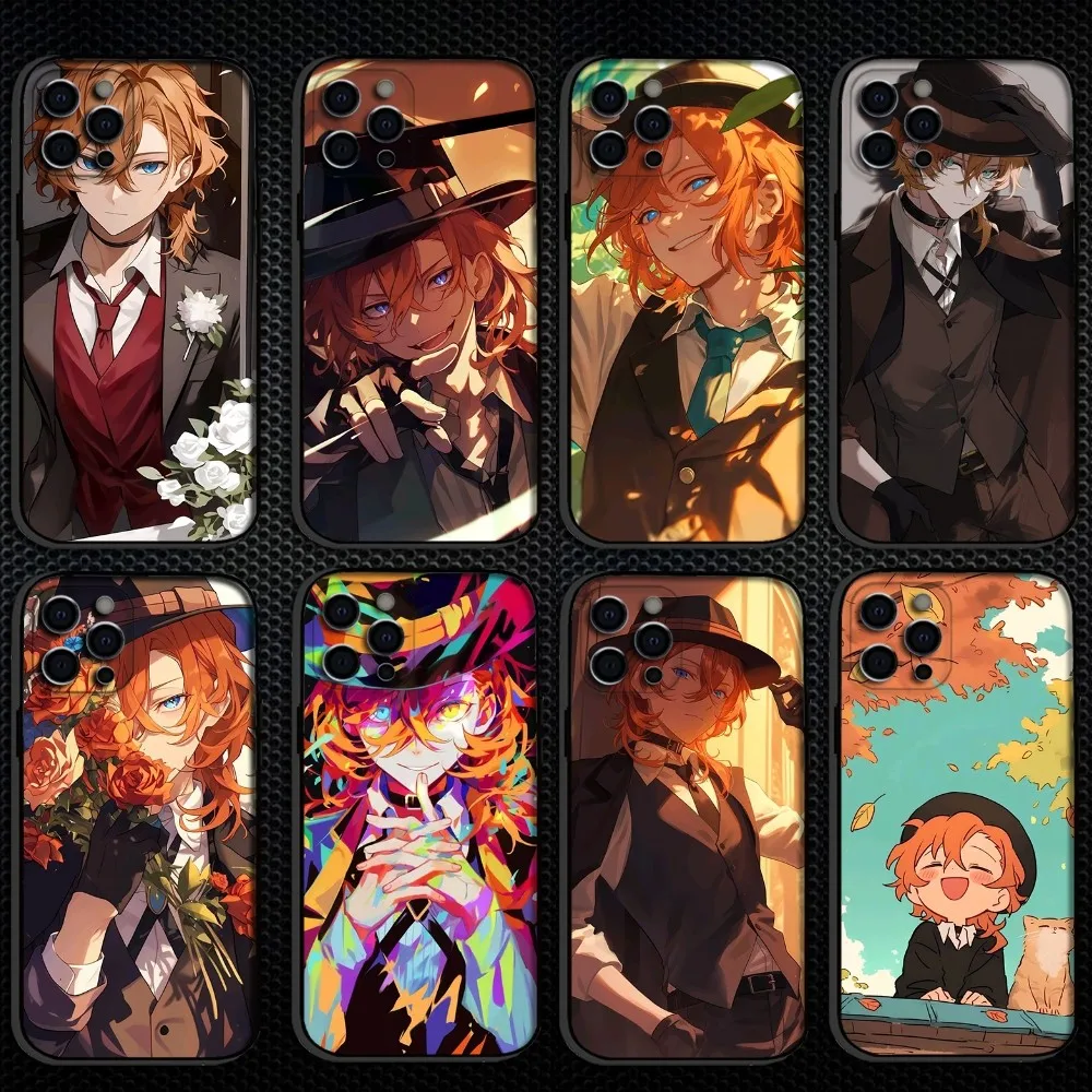 

Bungo Stray Dogs Nakahara Chuuya Phone Case For iPhone 16,15,14,13,12,11 Plus,Pro Max, Soft Silicone Black Cover