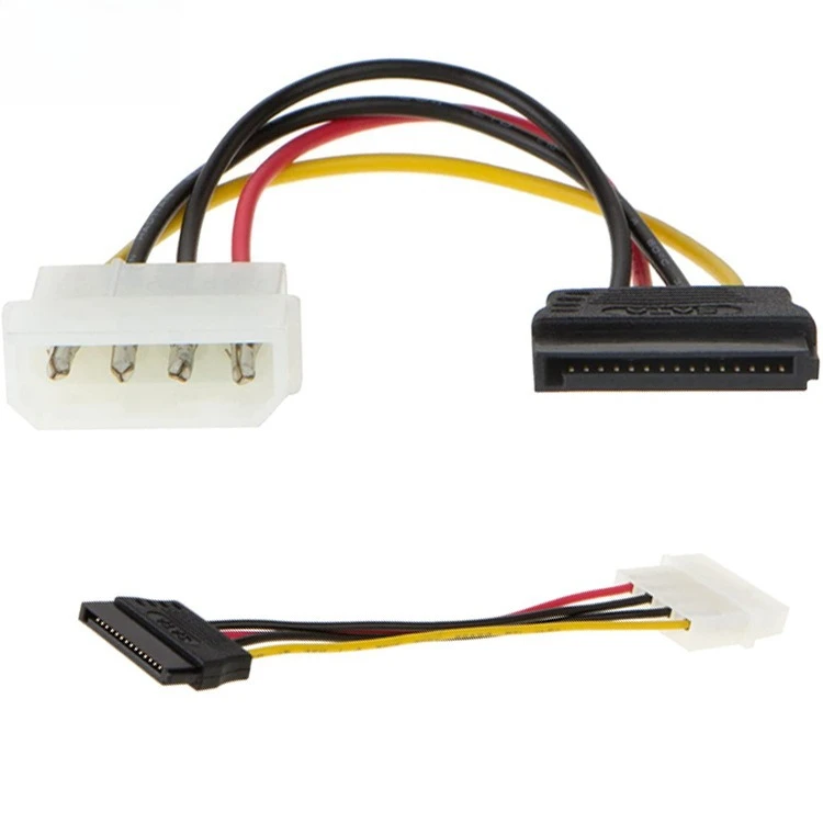 파워 4P 암 HSG 수 터미널 - SATA 15P 암 20AWG 와이어 시리얼 광 드라이브 연장 케이블 길이 선택 가능 0.1M 0.2M