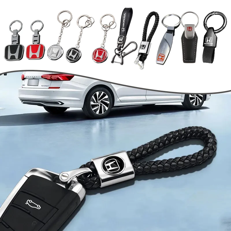 3D Metal/Leather Car Styling Keychain For Honda Power TypeR Jazz City Civic Inspire Accord FIT HRV XRV CRV GK5 Odyssey Legend