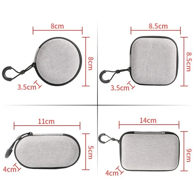 Mini Earphone Storage Bag Hard Shell Data Cable Organizer Bag Small Tech Gadgets Portable Case Cable Charger U Disk Zipper Pouch