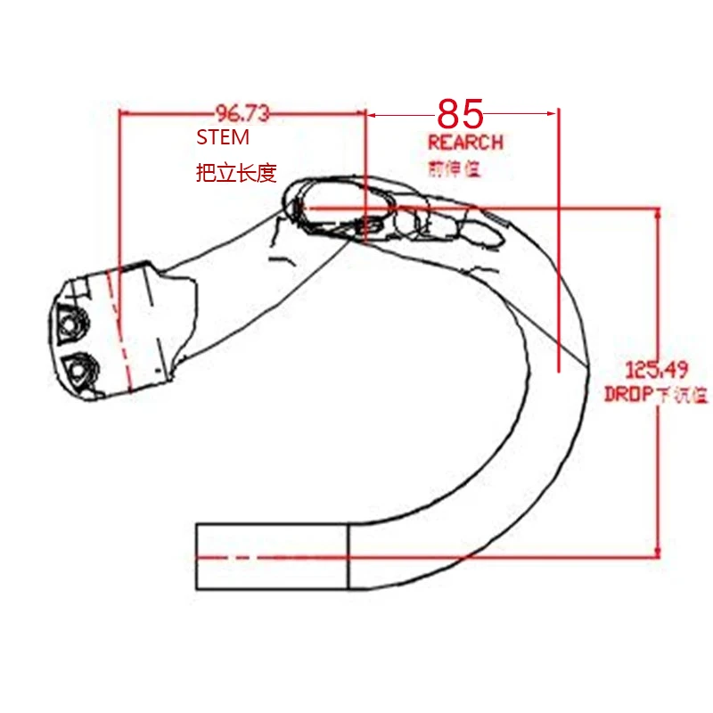 Toray T800 Carbon Fiber Half Internal Cable Routing Road Bicycle Handlebars Mountain Integrated Handlebar Black Matte 17 Degrees