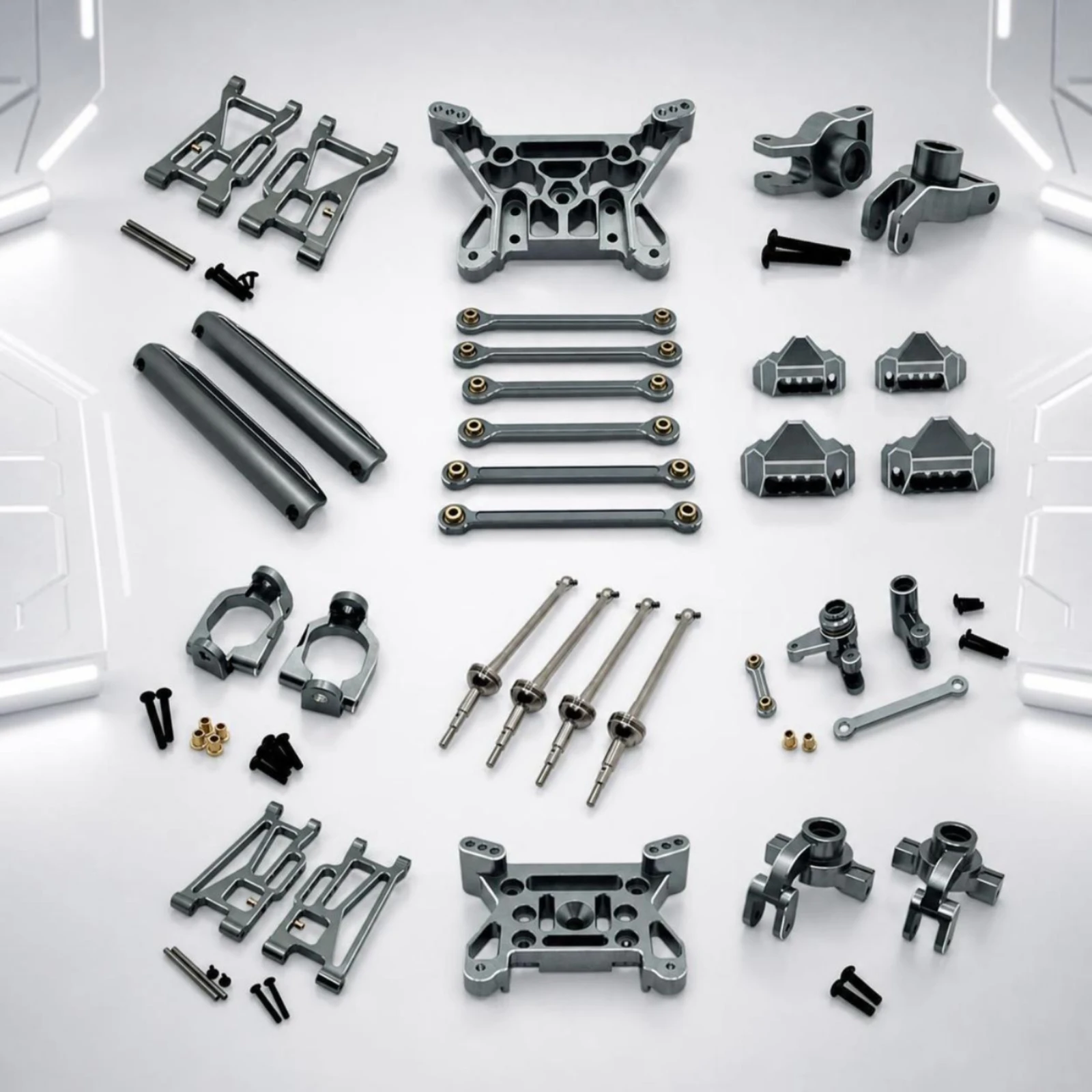Metal Upgrade Parts High Performance Aluminum Chassis Kit RC Car Parts Kit Easy Installation Link Rod Set Rigid for Hobbyists