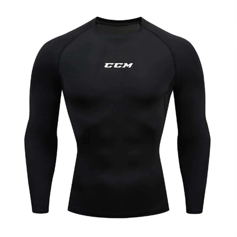 CCM Men Compression Gym T Shirt Short Sleeve Bodybuilding Fitness Top Tee Man Quick Dry Running Sport Long Sleeves Gym Sportswea