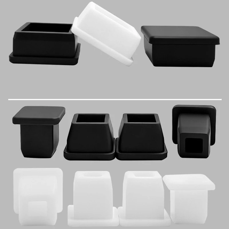 5/20PCS A=6.6mm-62.6mm Black/White Square Silicone Rubber End Caps T Type Blanking Plugs Tube Box Section Insert Seal Stopper