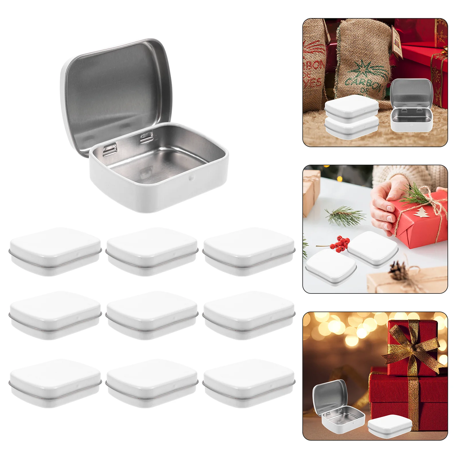 10 Pcs Mini Storage Tin Box Nail Boxes Organizer Mango Candy Containers Beads Gift for Packaging Iron with Lids Christmas