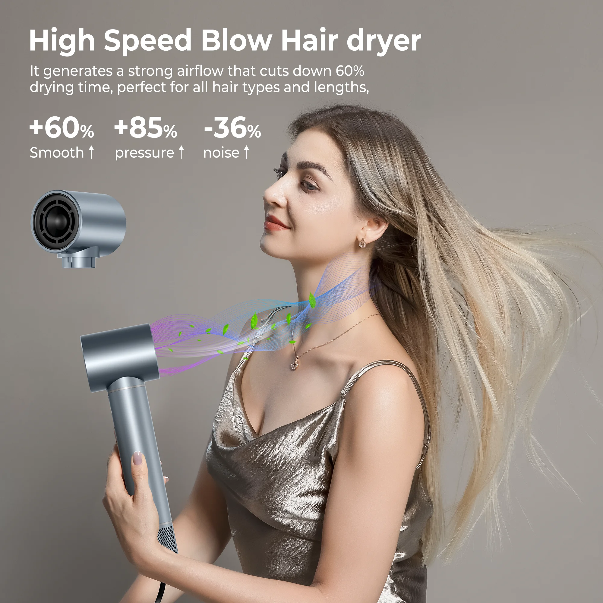 5 in 1 Hair Dryer Brush High Speed Brushless Blow Dryer Negative Ionic Hair Heating Brush Hot Air Styling Comb Auto Hair Curler