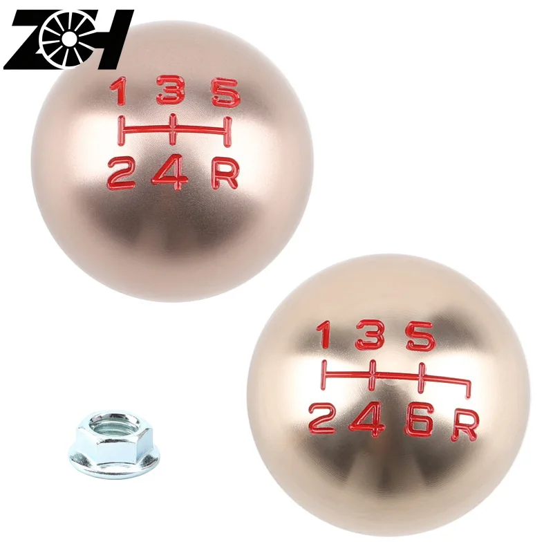 Car Aluminum 5 6 Speed Ball Shape Gear Shift Knob AT MT Shifter Lever M10*1.5 Fit For Honda Civic City FD2 FN2 EP3
