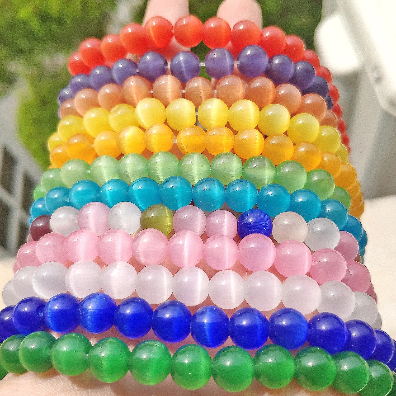 4-12mm Colorful Natural Cat Eye Stone Beads for Bracelet Loose Beading diy Jewelry Making Charms Necklace Accessoreis Supplies