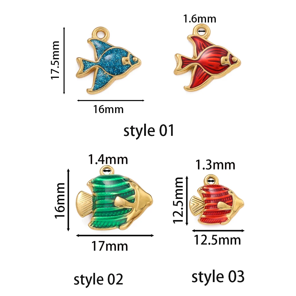 Pendenti con ciondoli a forma di pesce piccolo in acciaio inossidabile da 2 pezzi/pacco per bracciali per collane, accessori per la creazione di gioielli