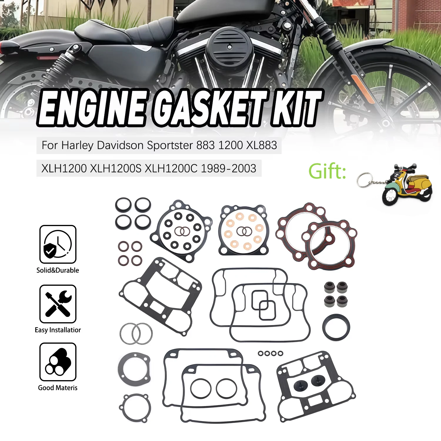 

For Harley-Davidson Sportster 883 XL883 XLH1200 S C Sport Custom Motorcycle Engine Crankcase Clutch Covers Cylinder Gasket
