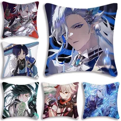 Hot Games Genshin Impact Pillow Covers Cartoon Sofa Decorative Home Double-sided Printing Short Plush Cute Cushion Cover