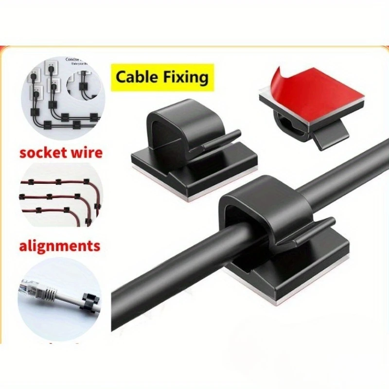 23pcs Charging Data Line Network Cable Finishing Line Clip Power Line Fixed Clip Self-Adhesive Pipe Line Alignment