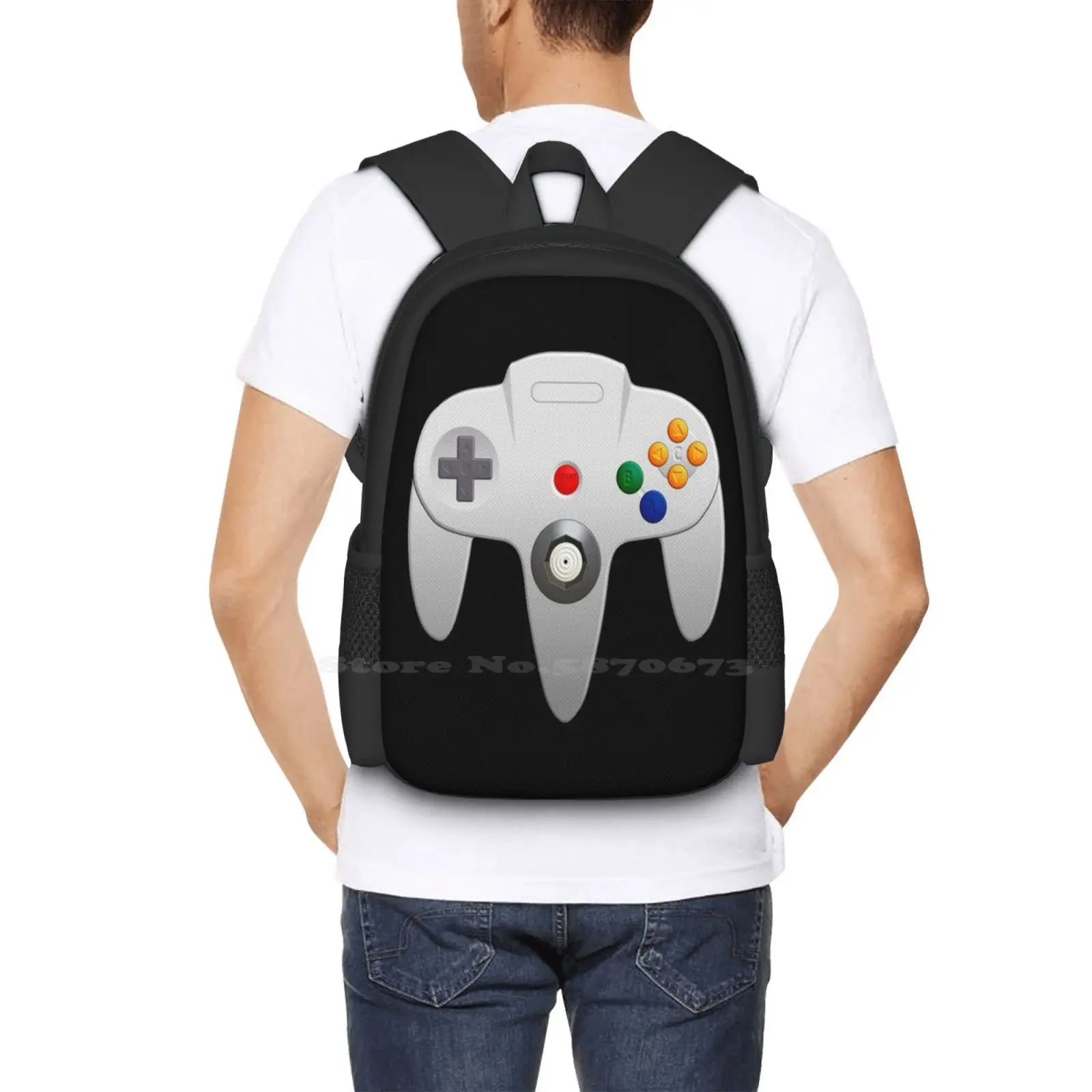 Mochila con bolsa controladora para hombres, mujeres, niñas, adolescentes, N64, Joystick de juego, inicio de pausa