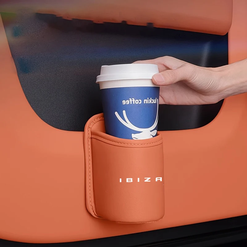 Used for Seat Ibiza 6L, 6J, 6K2, 6K, 6Fpu leather car cup holder, car cup clamp, multifunctional storage box