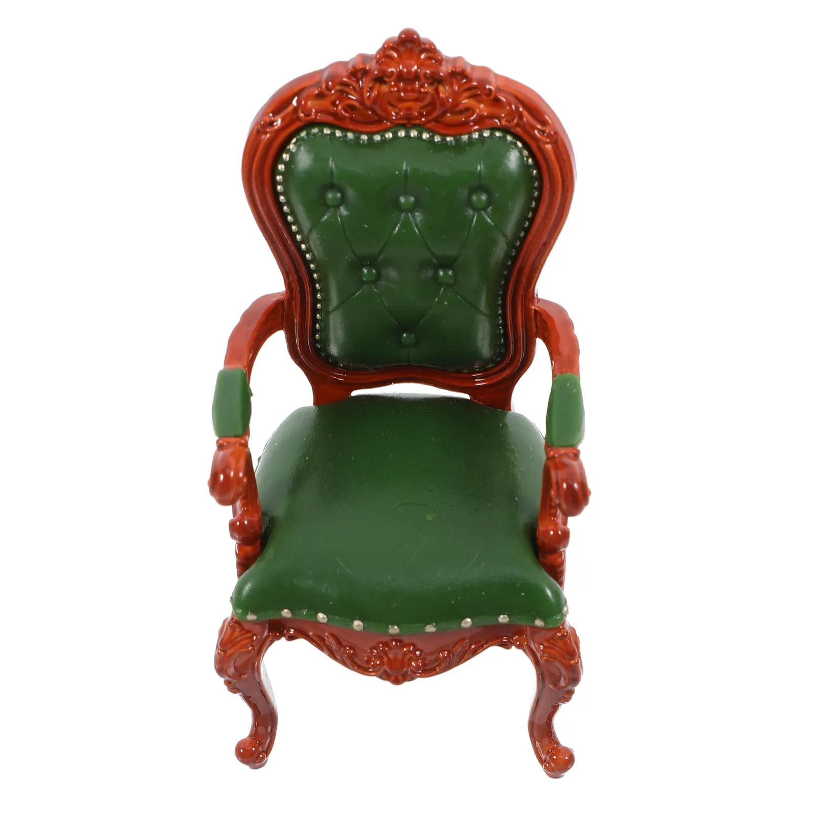

Green Backrest Chair Miniature Furniture Vintage Style Smooth Surface for Mini House Decor Adorable Micro Landscape Prop