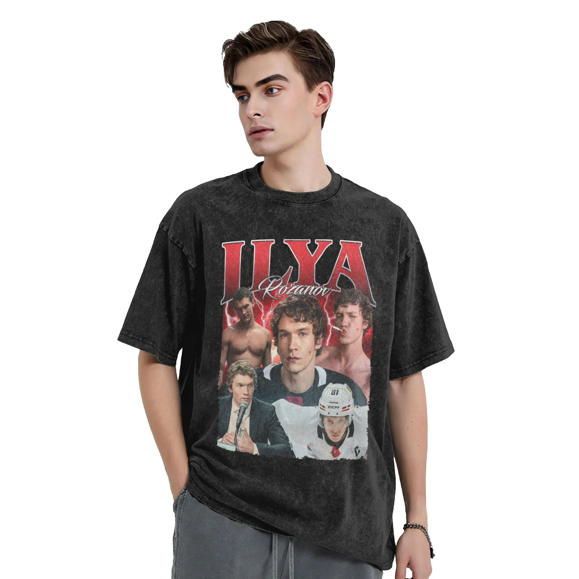 

Ilya Rozanov Heated Rivalry Washed T Shirts Streetwear Hip Hop Novelty T-Shirts Tees for Men Women 100% Cotton Harajuku Printed