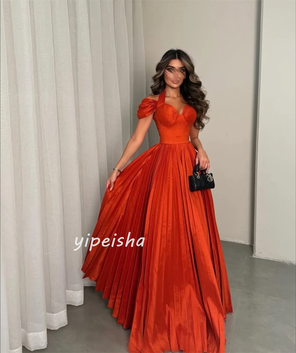 カスタマイズされたモダンなスタイルのシンプルなシャーリングプリーツAラインオフショルダーロングドレスオーダーメイドの特別な日のドレス高品質フォーマル