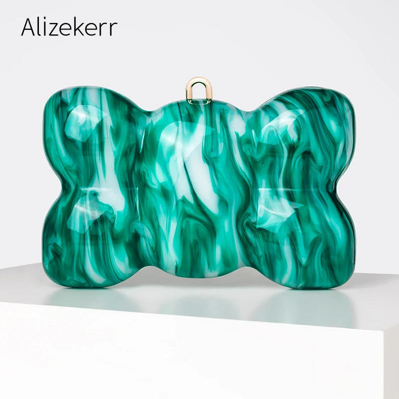 

Alizekerr Acrylic Bow Evening Clutch Bags Women Designer Boutique Sequined Dinner Purses And Handbags Top Quality Wedding Party