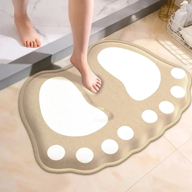 Bathroom water-absorbing anti-slip velvet floor mat for household bathroom entrance, suitable for small feet in the bathtub.
