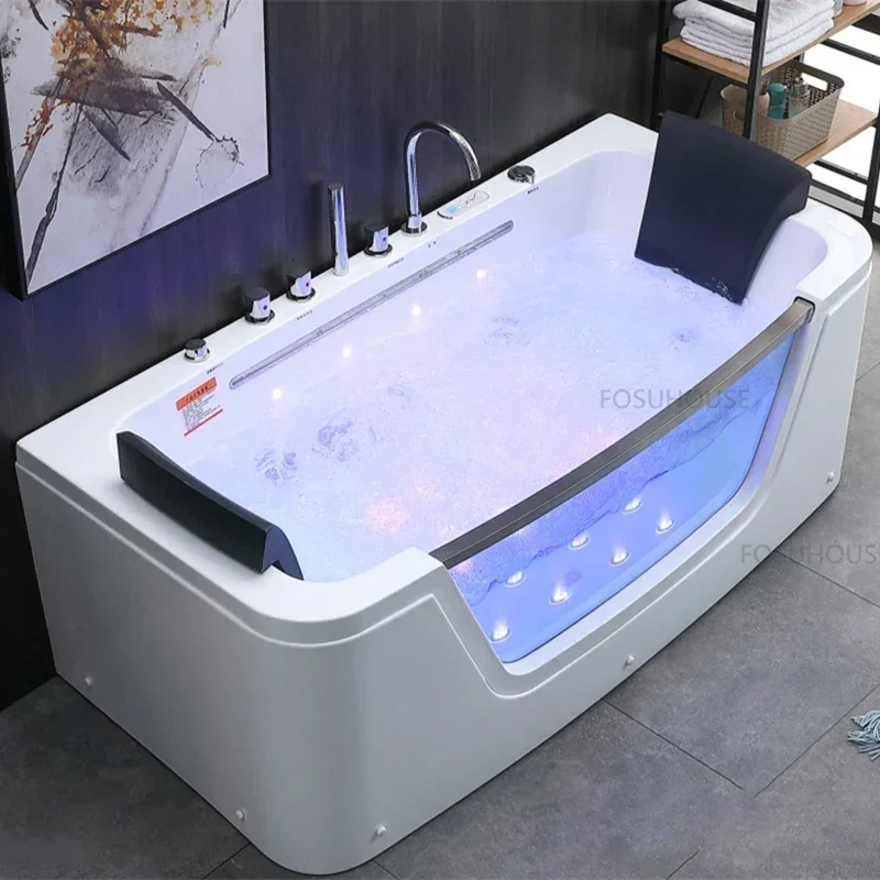 Light Luxury Freestanding Acrylic Bath Household Bathroom Massage Bathtubs Multifunction Whirlpool Half Transparent Bathtub