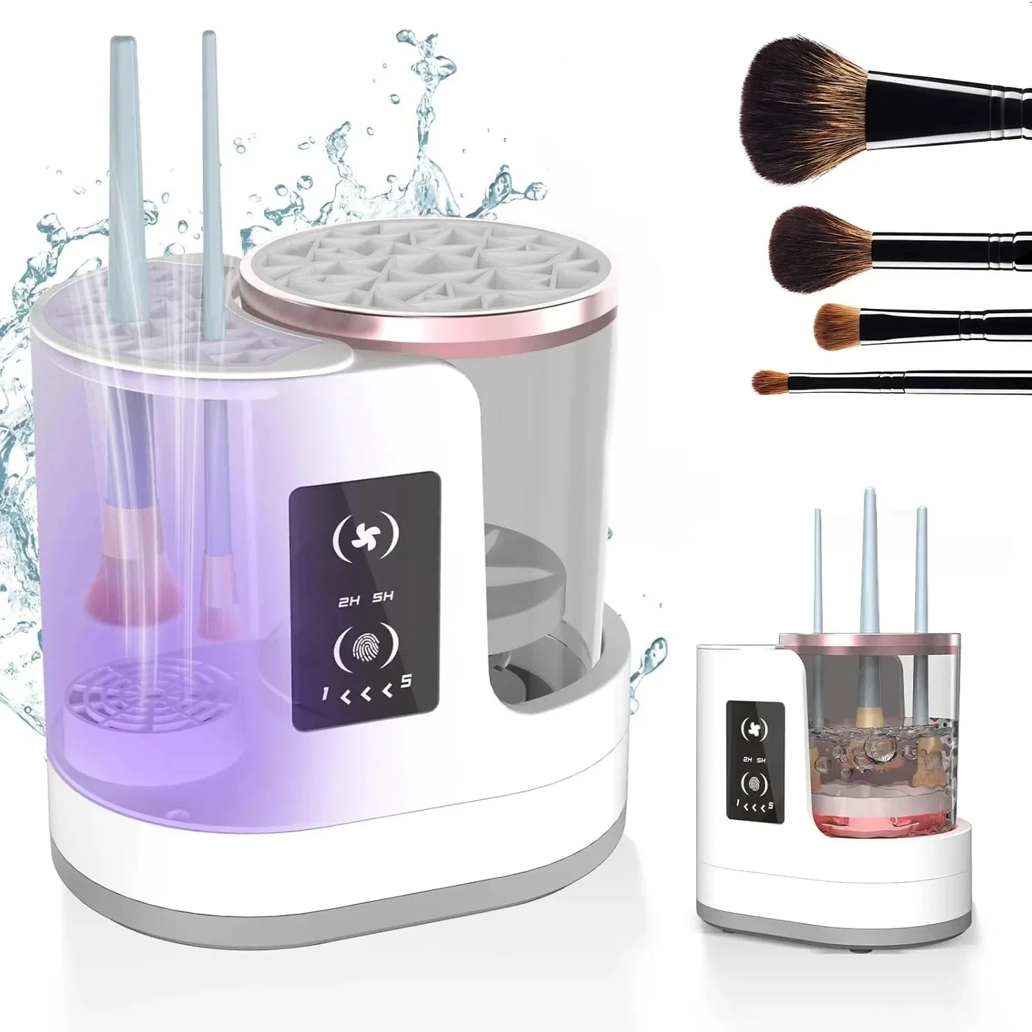USB Electric Makeup Brush Cleaner 3-in-1 with Automatic Quick-Drying Support Device - Makeup Brush Cleaning And Drying Book Tool