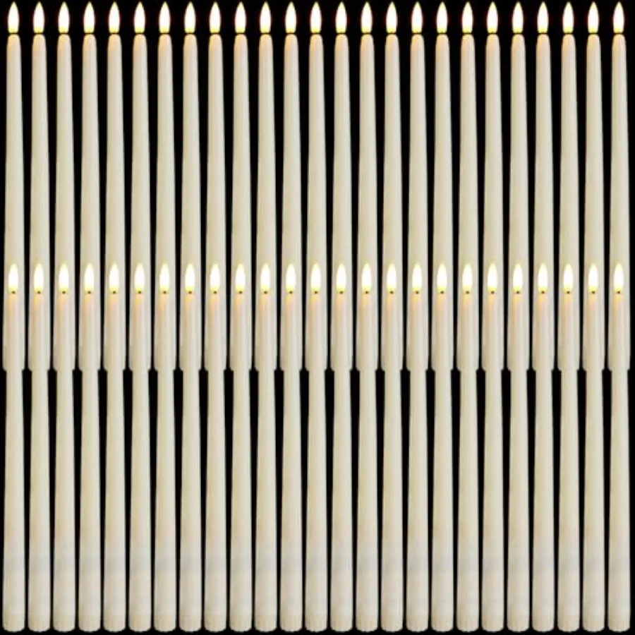 

Набор из 12,4 см беспламенных светодиодных свечей-конусов цвета слоновой кости на батарейках, мерцающие LED-свечи для свадьбы и Адвента