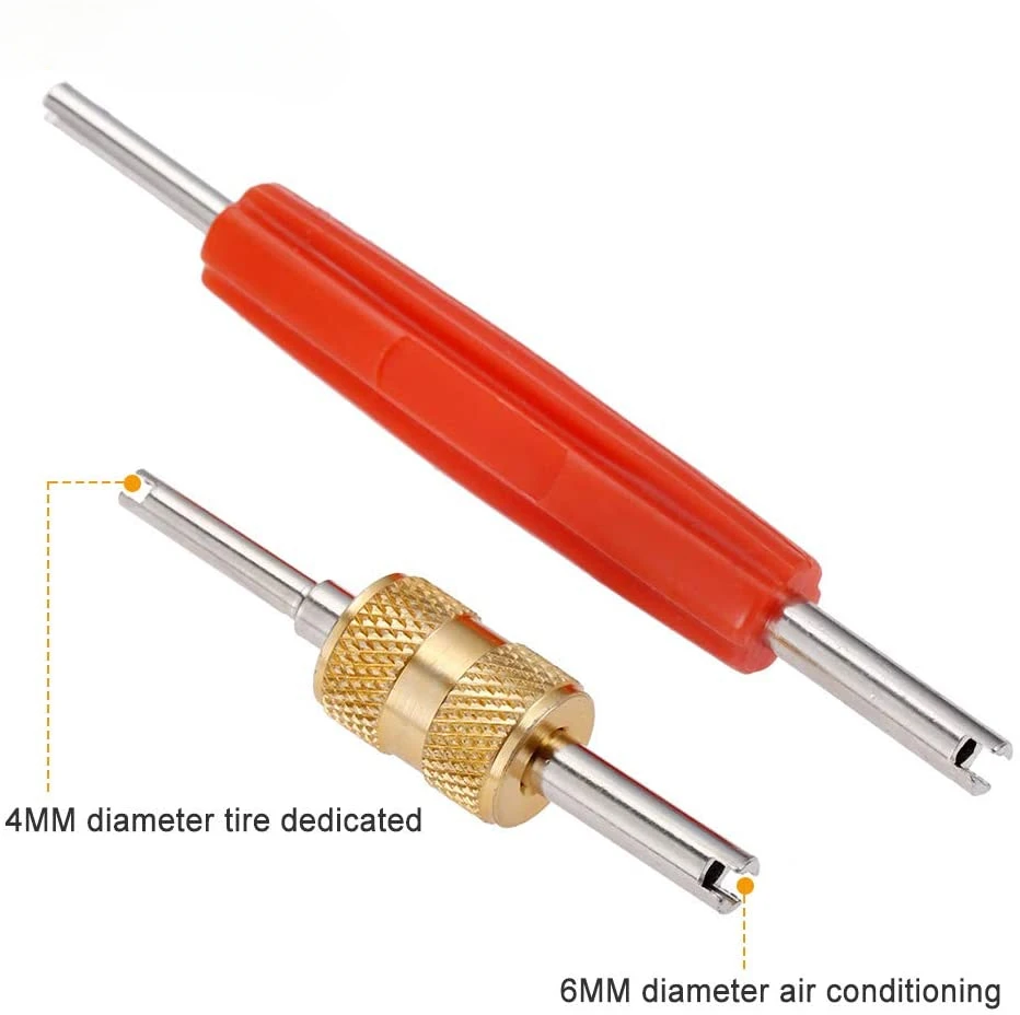

2pcs/set Valve Stem Core Remover Removal Tool for R134 R12 AC Car Air Contitionaing Repair Dual Head Tire Repair Tools Kit