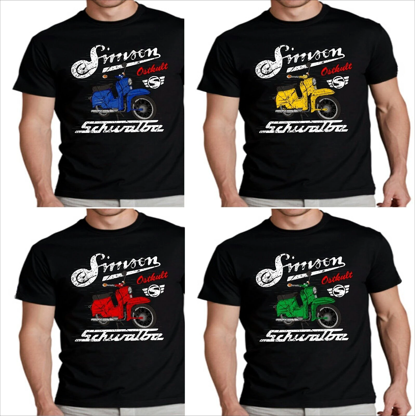 Simson Red, Blue and Green Swallow KR51 Motorbike T-Shirt 100% Cotton O-Neck Short Sleeve Summer Casual Mens T-shirt Streetwear