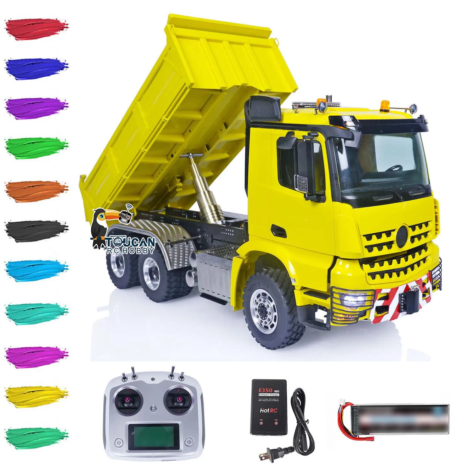 LESU 1/14 6X6 RC Hydraulic Dumper Truck With Front Hook RTR Tipper Car Brushless Motor Smoke Unit Battery Charger THZH1588-SMT10