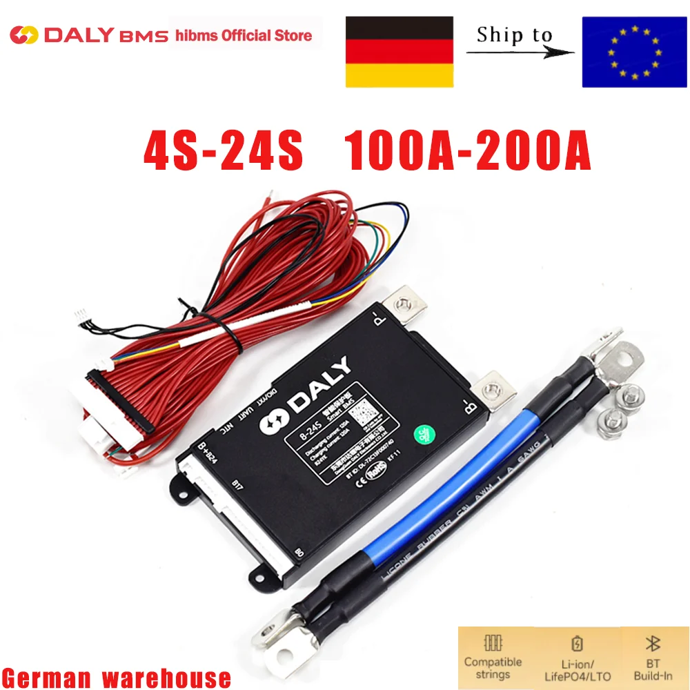 Daly Smart BMS 4S 6S 8S 12S 13S 14S 16S 17S 20S 24S Bluetooth BMS 100A 150A 200A UART 3,2V Lifepo4 3,7V Li-Ion LTO Batterie