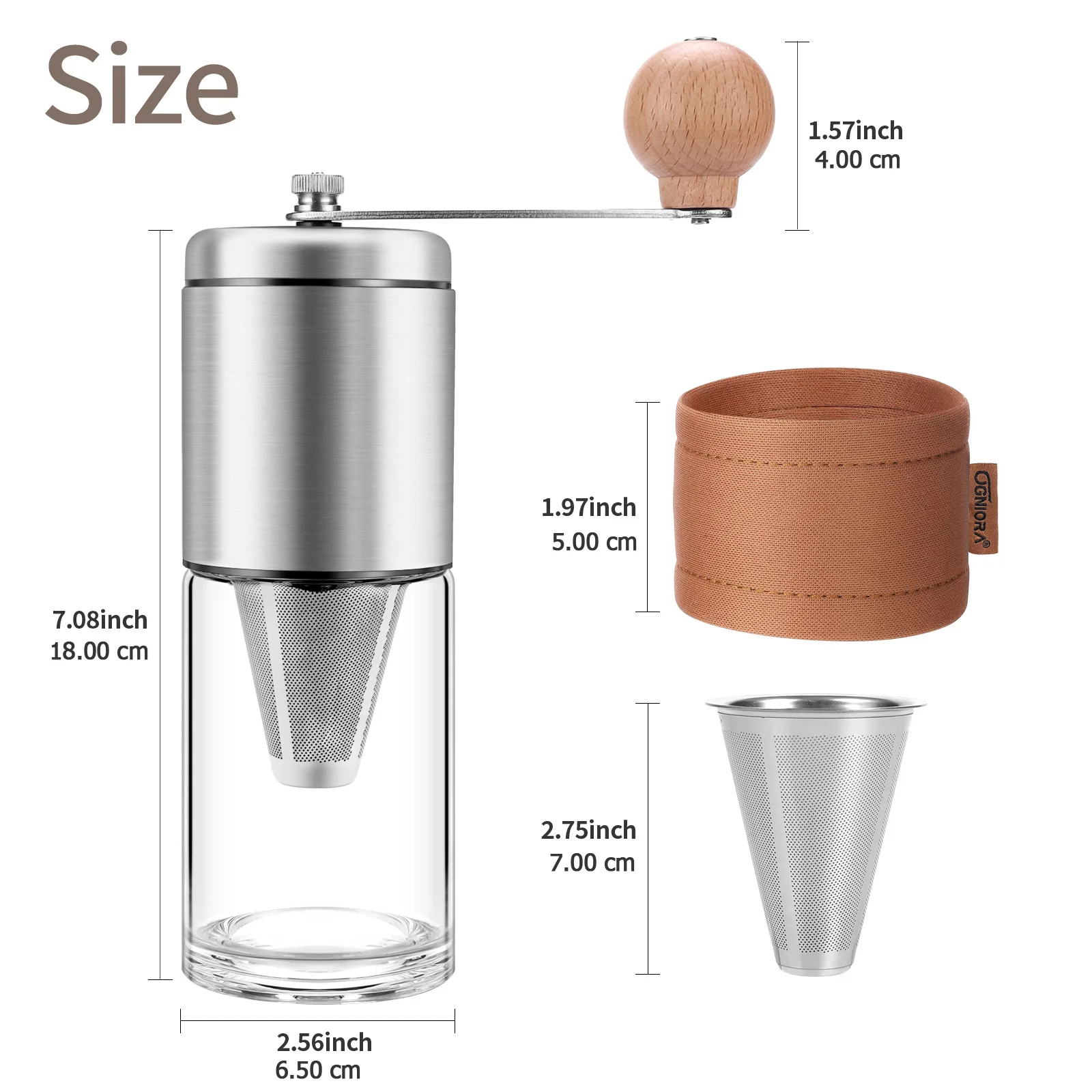 Manual Coffee Bean Grinder Portable 304 Stainless Steel Crank Hand Hand Coffee Grinder Multifunction Kitchen Tool Grinder