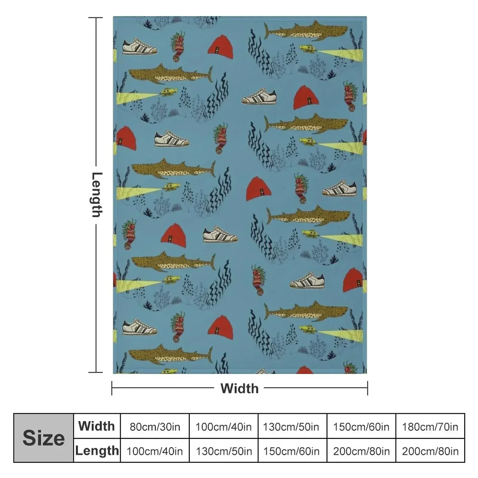 Team Zissou - The Life Aquatic pattern Throw Blanket couch cozy soft plush fuzzy picnic outdoor blanket